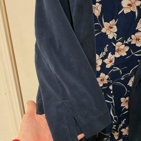 Skies Are Blue Plus Size 2X Navy Blue Blazer – Floral Lined Lightweight Work - Picture 8 of 14